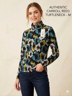 NWT Carroll Reed Vintage Floral Turtleneck - Medium - Blue/Green/Grey